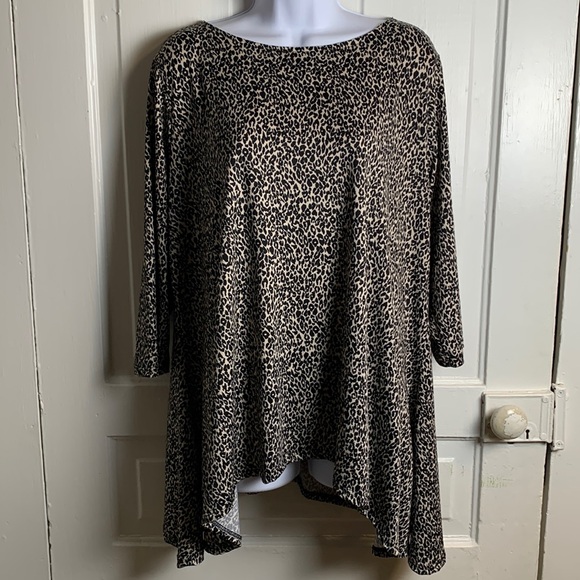 Nicole Miller Studio Leopard Print Long Sleeve Top Size 2X - Picture 1 of 10